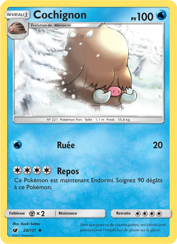 Carte Pokémon Cochignon 20/111 de l'extension Invasion Carmin