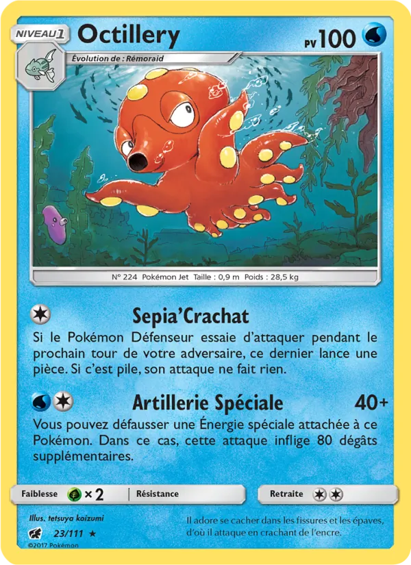 Carte Pokémon Octillery 23/111 de l'extension Invasion Carmin