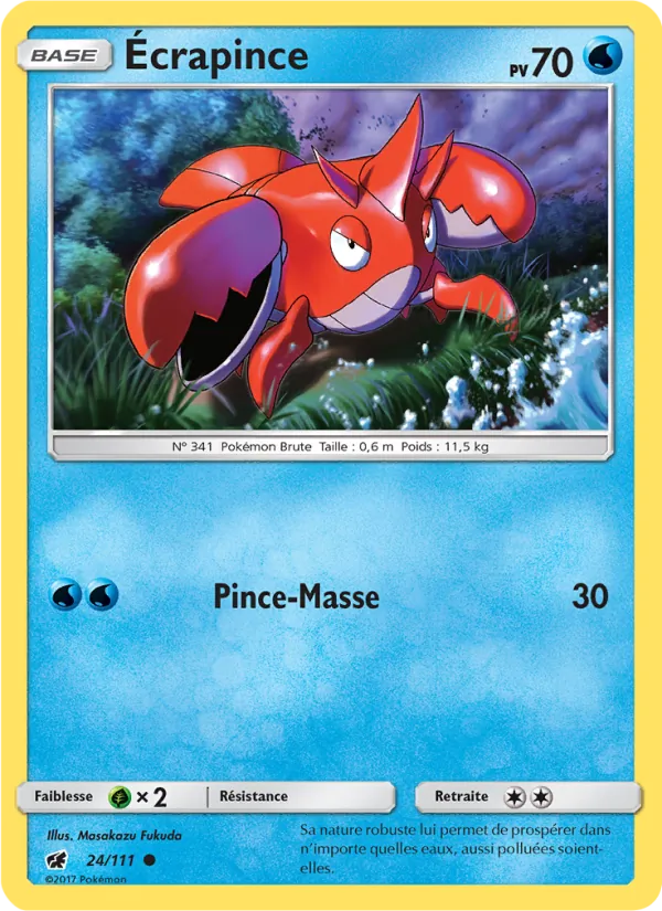 Carte Pokémon Écrapince 24/111 de l'extension Invasion Carmin