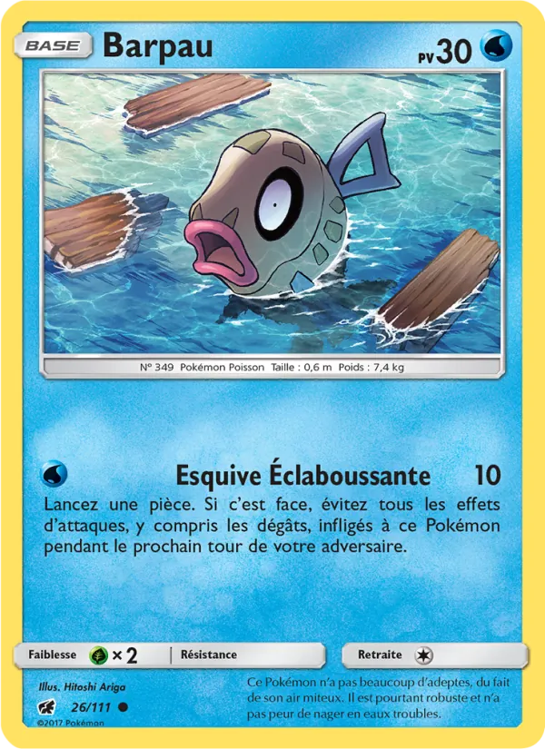 Carte Pokémon Barpau 26/111 de l'extension Invasion Carmin
