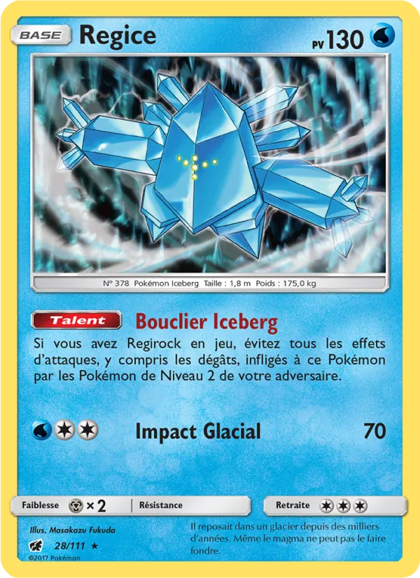 Carte Pokémon Regice 28/111 de l'extension Invasion Carmin
