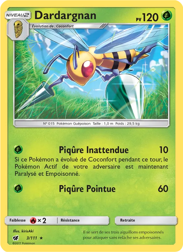 Carte Pokémon Dardargnan 3/111 de l'extension Invasion Carmin