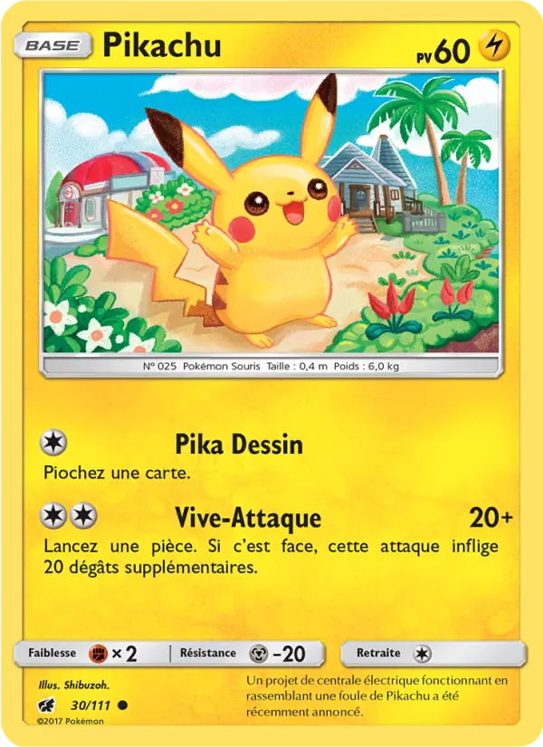 Carte Pokémon Pikachu 30/111 de l'extension Invasion Carmin