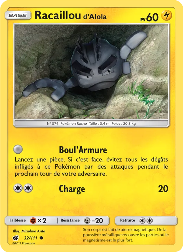 Carte Pokémon Racaillou d’Alola 32/111 de l'extension Invasion Carmin