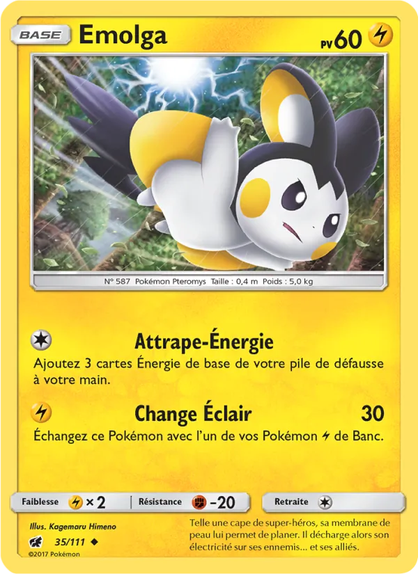 Carte Pokémon Emolga 35/111 de l'extension Invasion Carmin