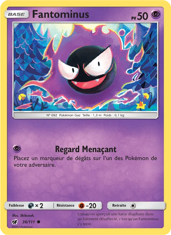 Carte Pokémon Fantominus 36/111 de l'extension Invasion Carmin