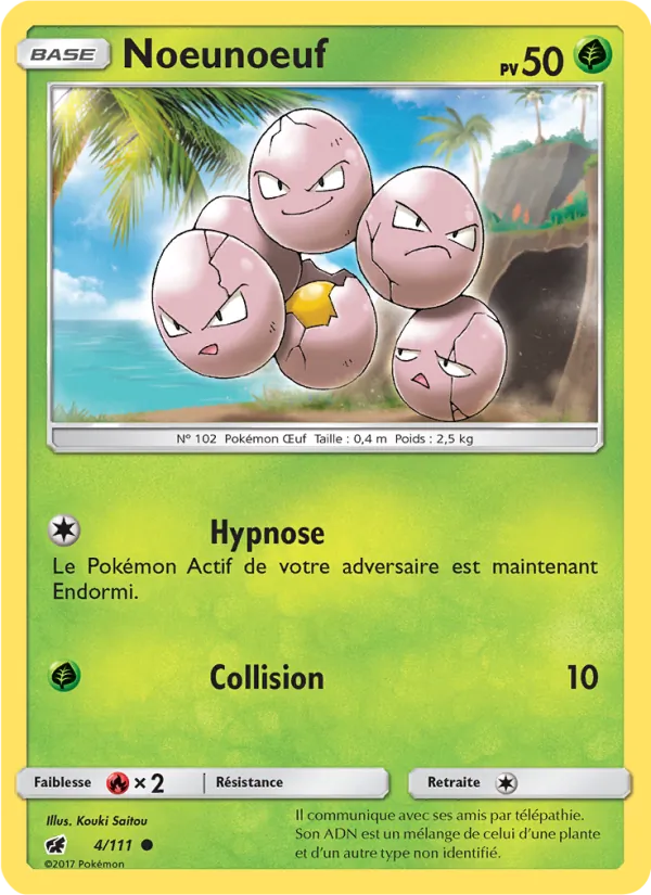 Carte Pokémon Noeunoeuf 4/111 de l'extension Invasion Carmin