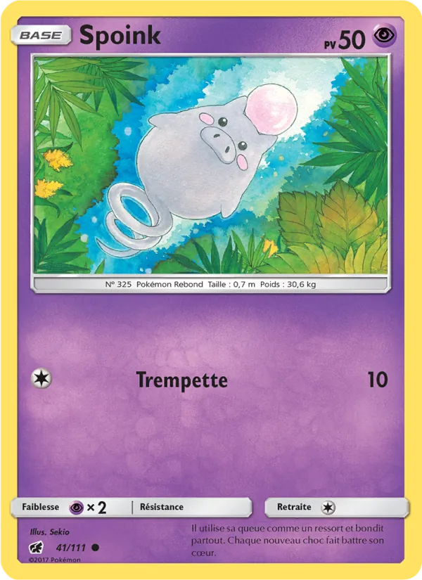 Carte Pokémon Spoink 41/111 de l'extension Invasion Carmin