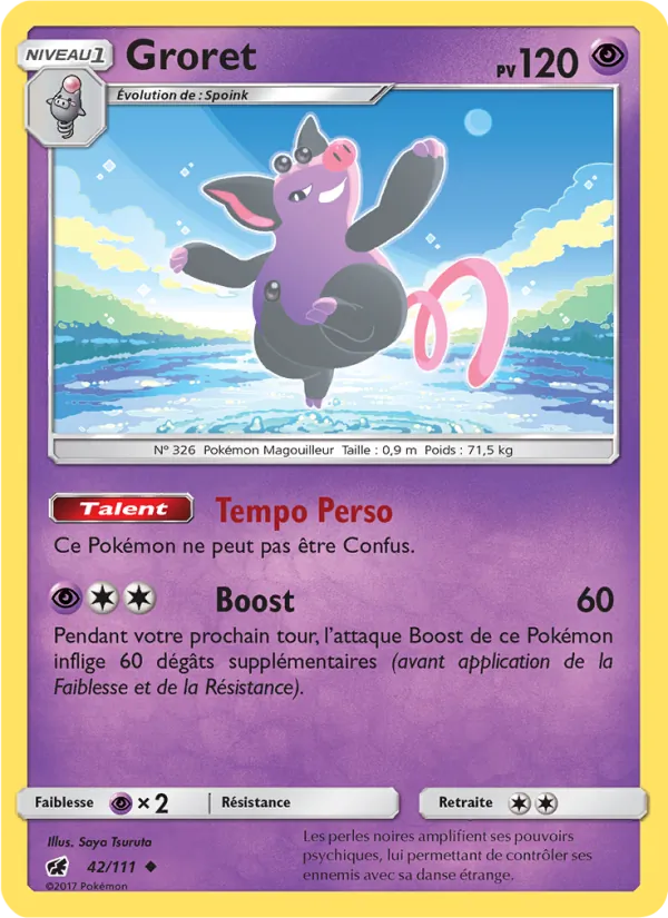 Carte Pokémon Groret 42/111 de l'extension Invasion Carmin