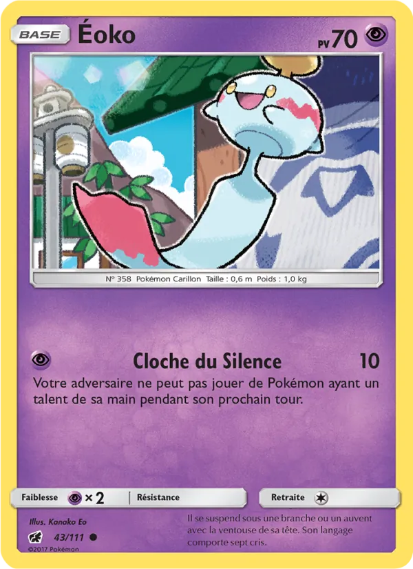 Carte Pokémon Éoko 43/111 de l'extension Invasion Carmin