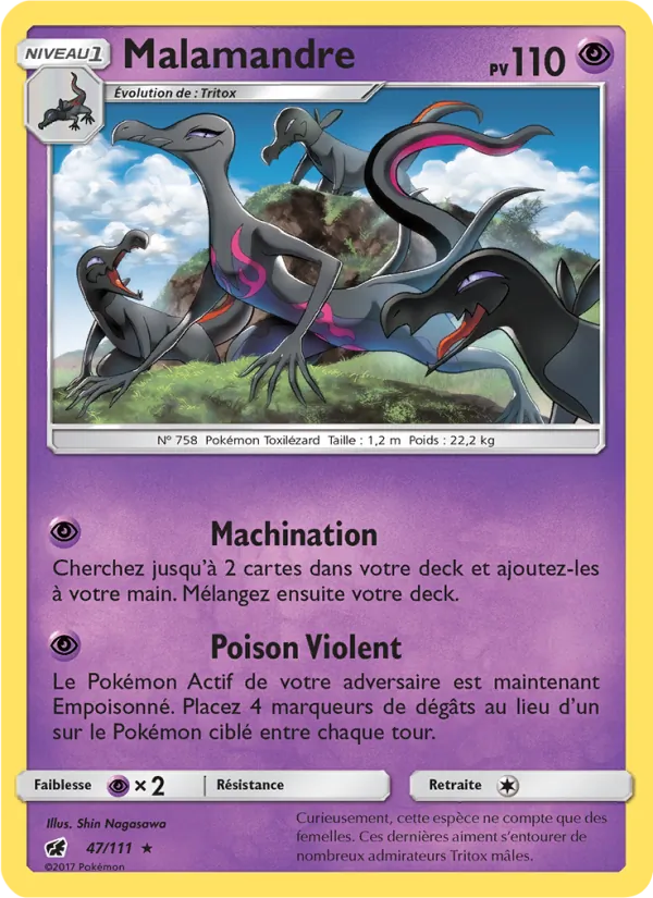 Carte Pokémon Malamandre 47/111 de l'extension Invasion Carmin