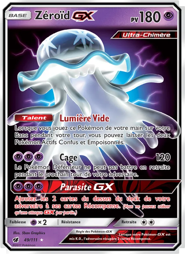 Carte Pokémon Zéroïd GX 49/111 de l'extension Invasion Carmin