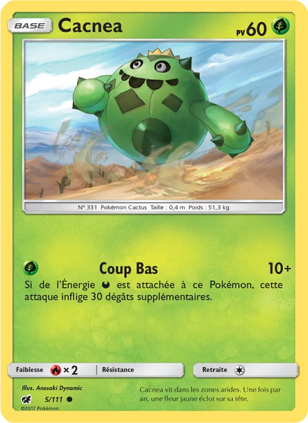 Carte Pokémon Cacnea 5/111 de l'extension Invasion Carmin