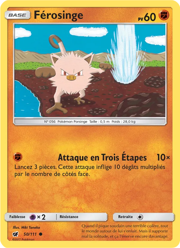 Carte Pokémon Férosinge 50/111 de l'extension Invasion Carmin