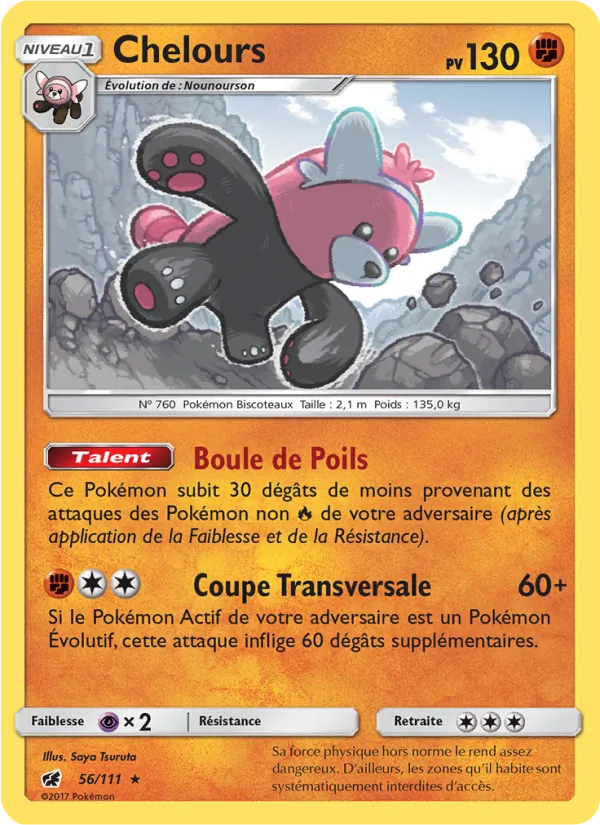 Carte Pokémon Chelours 56/111 de l'extension Invasion Carmin