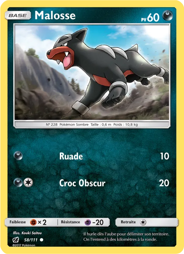 Carte Pokémon Malosse 58/111 de l'extension Invasion Carmin