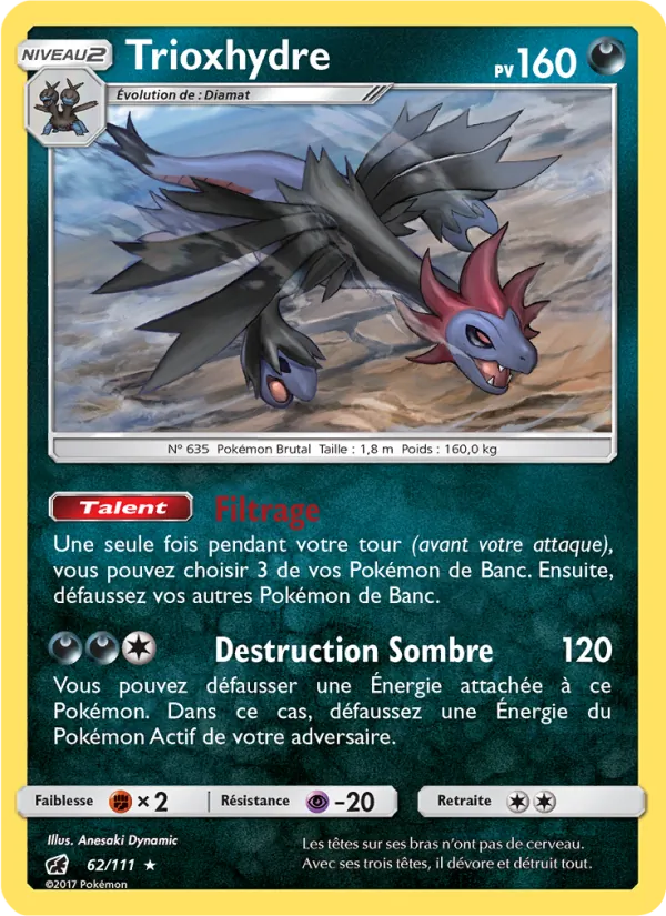 Carte Pokémon Trioxhydre 62/111 de l'extension Invasion Carmin
