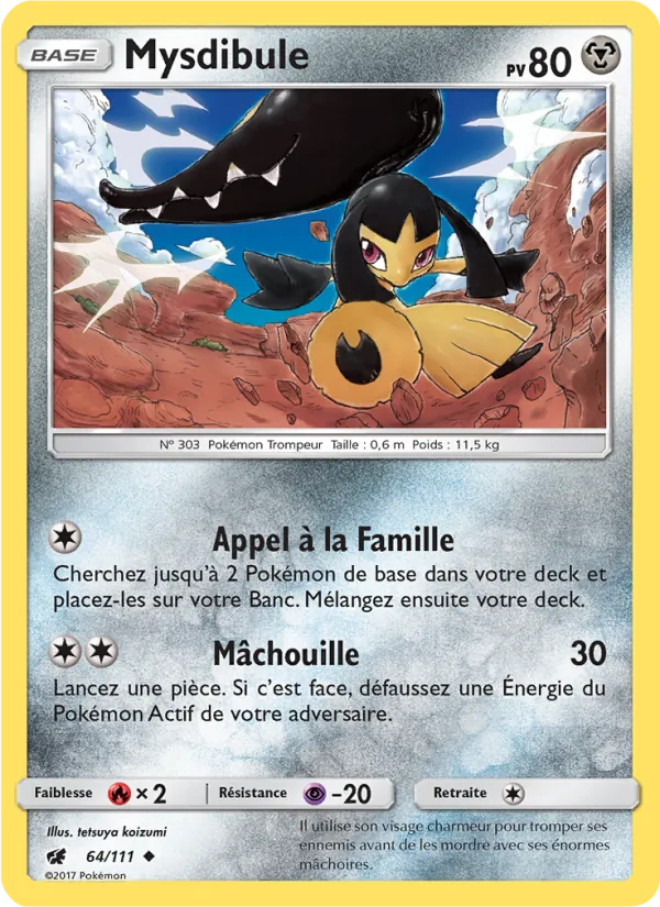 Carte Pokémon Mysdibule 64/111 de l'extension Invasion Carmin