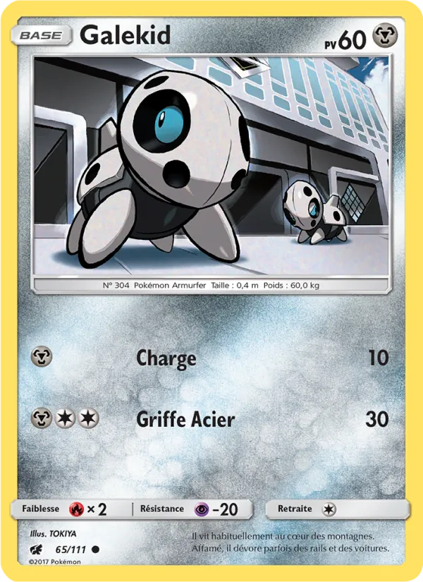 Carte Pokémon Galekid 65/111 de l'extension Invasion Carmin