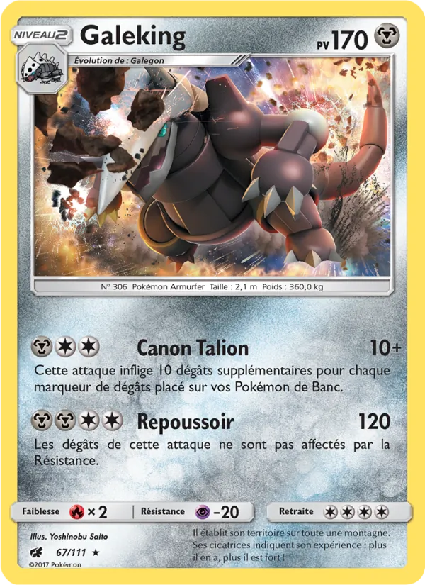 Carte Pokémon Galeking 67/111 de l'extension Invasion Carmin