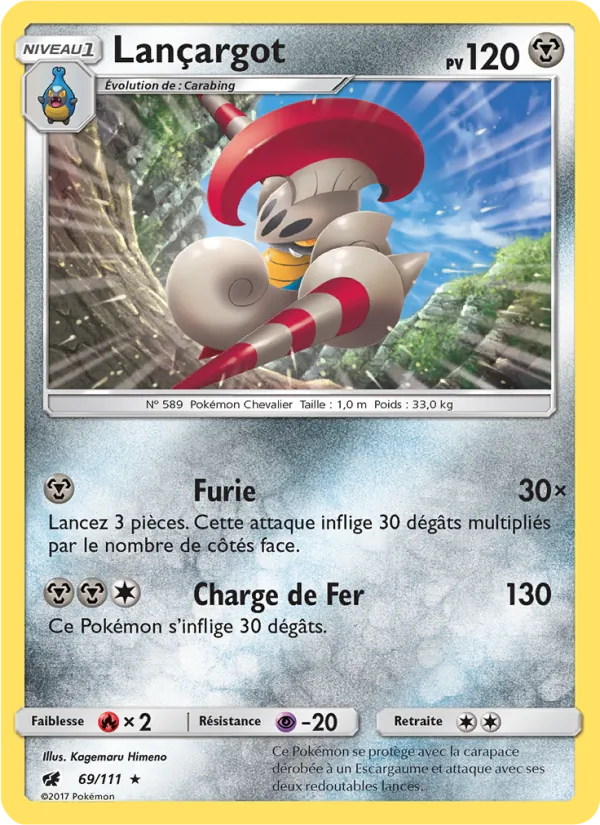 Carte Pokémon Lançargot 69/111 de l'extension Invasion Carmin