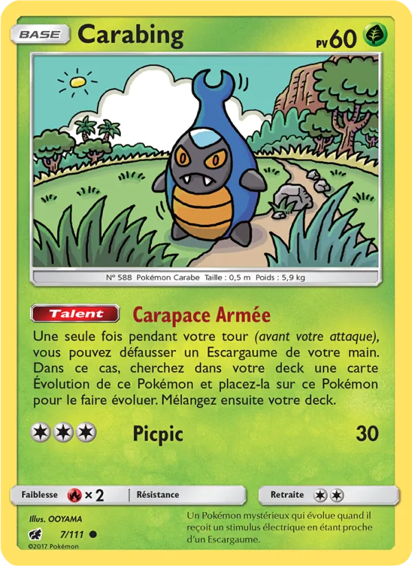 Carte Pokémon Carabing 7/111 de l'extension Invasion Carmin