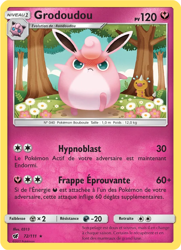 Carte Pokémon Grodoudou 72/111 de l'extension Invasion Carmin