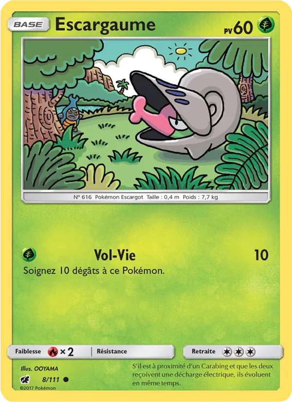 Carte Pokémon Escargaume 8/111 de l'extension Invasion Carmin