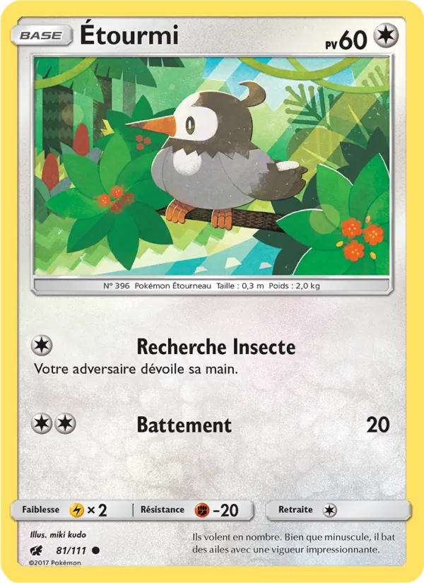 Carte Pokémon Étourmi 81/111 de l'extension Invasion Carmin