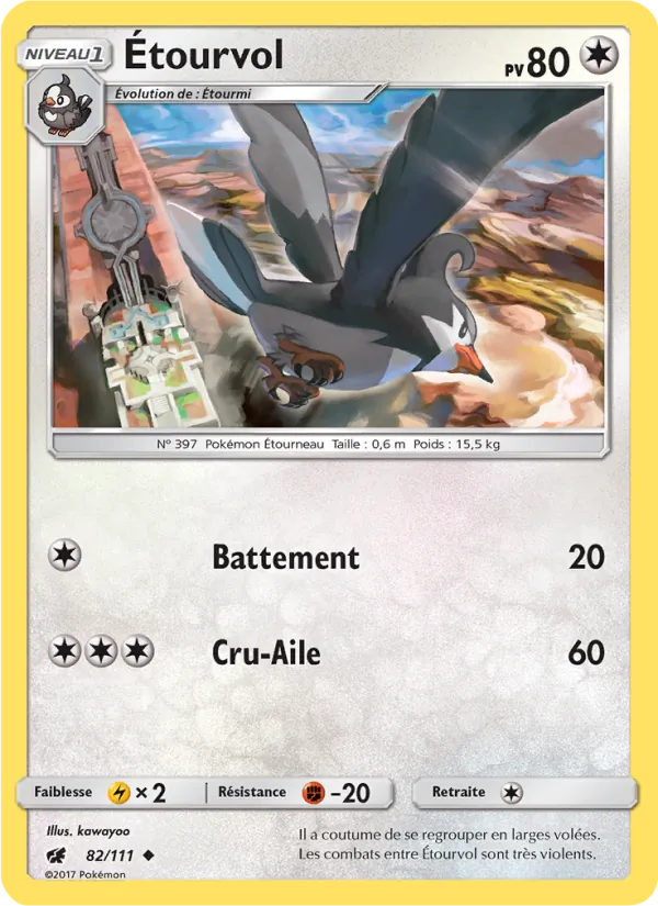 Carte Pokémon Étourvol 82/111 de l'extension Invasion Carmin