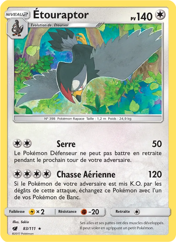 Carte Pokémon Étouraptor 83/111 de l'extension Invasion Carmin