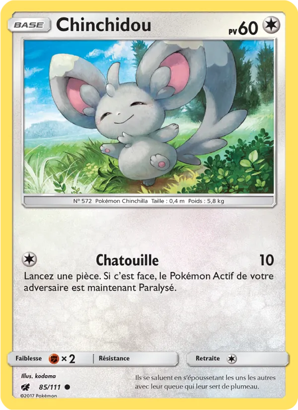 Carte Pokémon Chinchidou 85/111 de l'extension Invasion Carmin