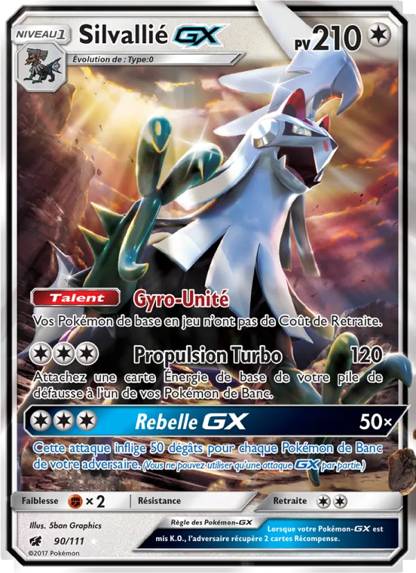 Carte Pokémon Silvallié GX 90/111 de l'extension Invasion Carmin