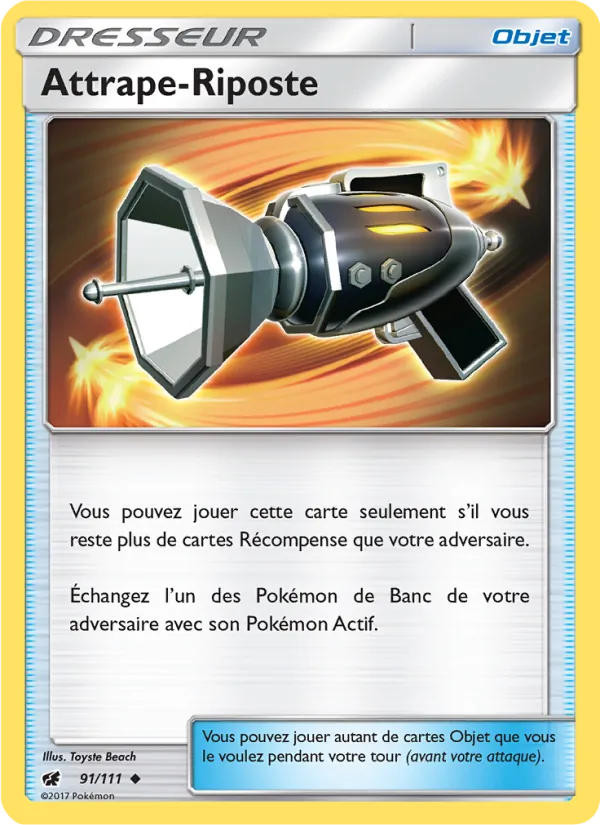 Carte Pokémon Attrape-Riposte 91/111 de l'extension Invasion Carmin