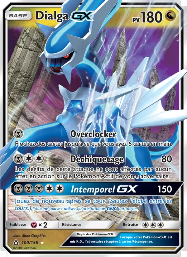 Carte Pokémon Dialga GX 100/156 de l'extension Ultra-Prisme
