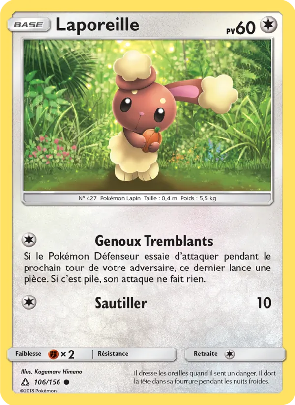 Carte Pokémon Laporeille 106/156 de l'extension Ultra-Prisme