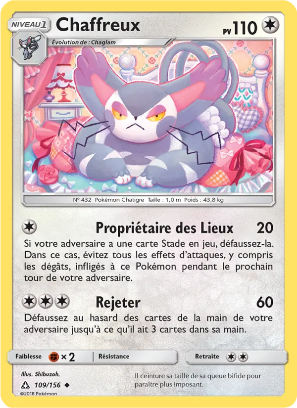 Carte Pokémon Chaffreux 109/156 de l'extension Ultra-Prisme
