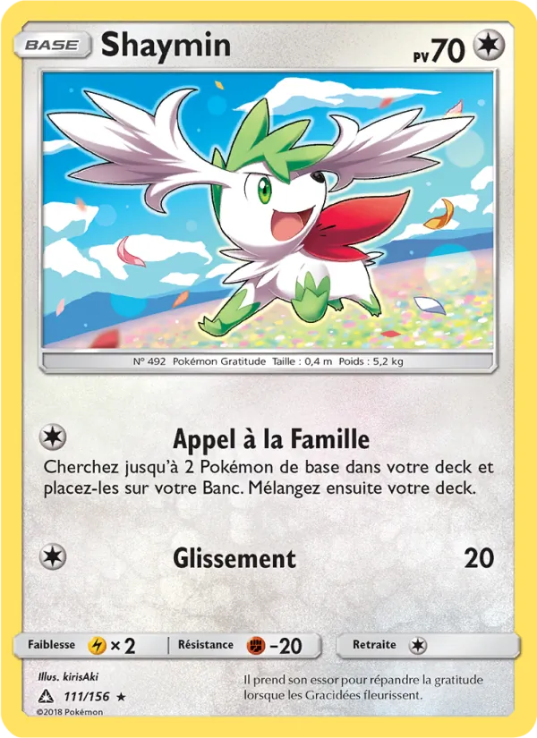 Carte Pokémon Shaymin 111/156 de l'extension Ultra-Prisme