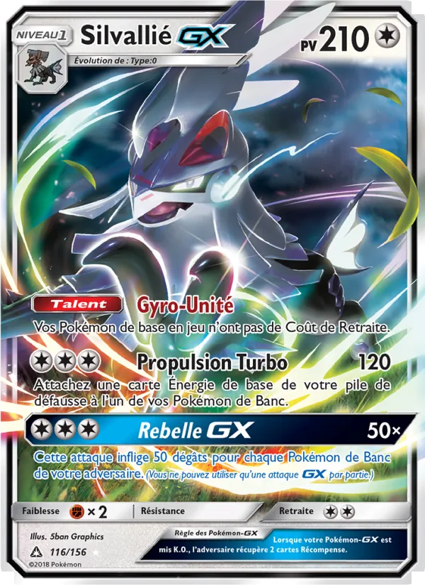 Carte Pokémon Silvallié GX 116/156 de l'extension Ultra-Prisme