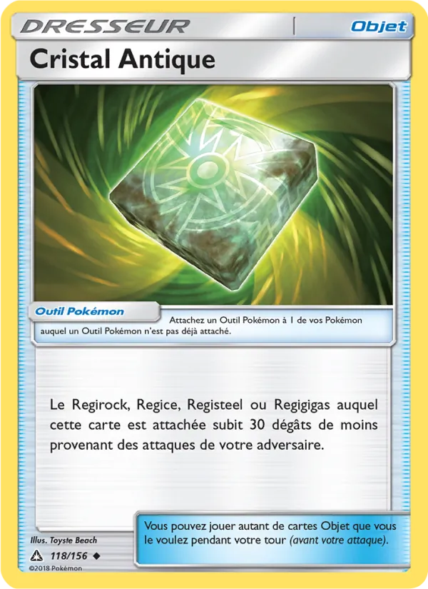 Carte Pokémon Cristal Antique 118/156 de l'extension Ultra-Prisme