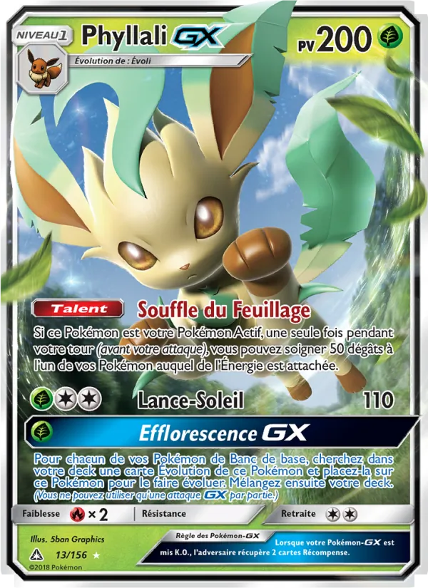 Carte Pokémon Phyllali GX 13/156 de l'extension Ultra-Prisme