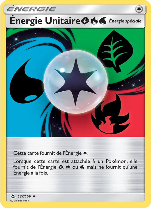 Carte Pokémon Énergie Unitaire GrassFireWater 137/156 de l'extension Ultra-Prisme