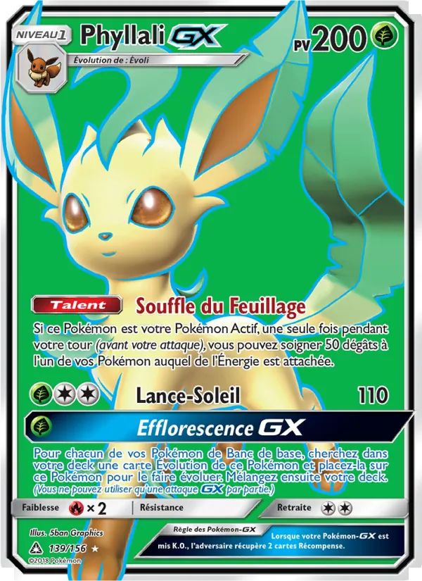 Carte Pokémon Phyllali GX 139/156 de l'extension Ultra-Prisme