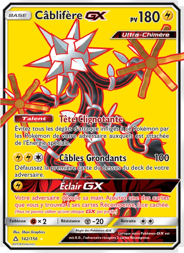 Carte Pokémon Câblifère GX 142/156 de l'extension Ultra-Prisme