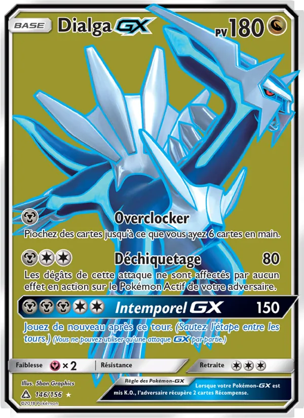 Carte Pokémon Dialga GX 146/156 de l'extension Ultra-Prisme