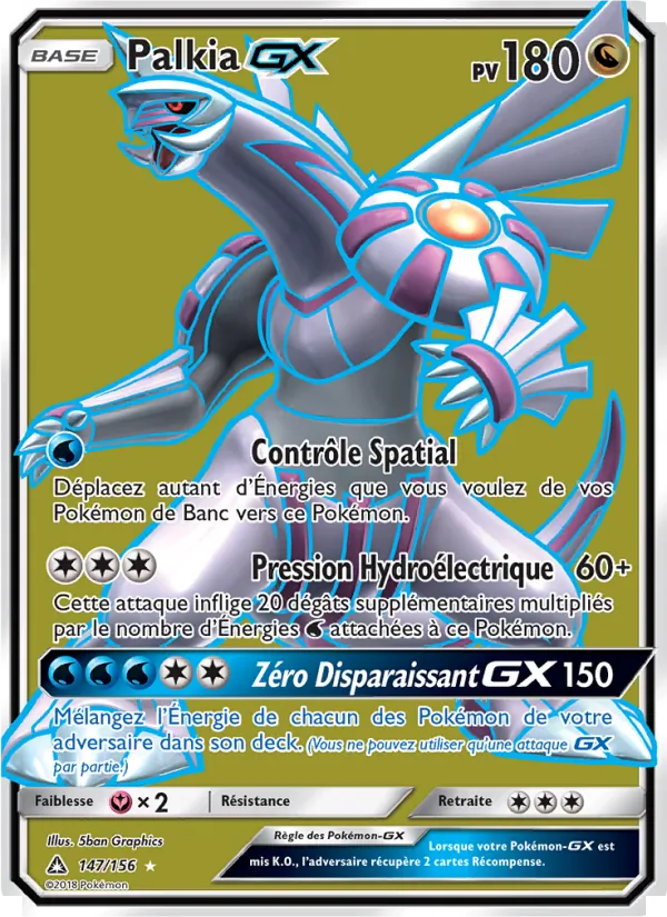 Carte Pokémon Palkia GX 147/156 de l'extension Ultra-Prisme