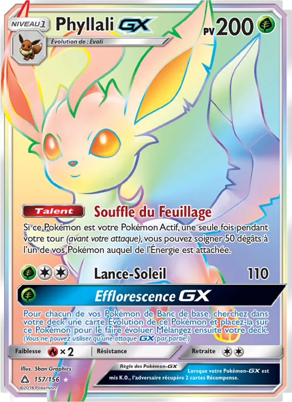 Carte Pokémon Phyllali GX 157/156 de l'extension Ultra-Prisme