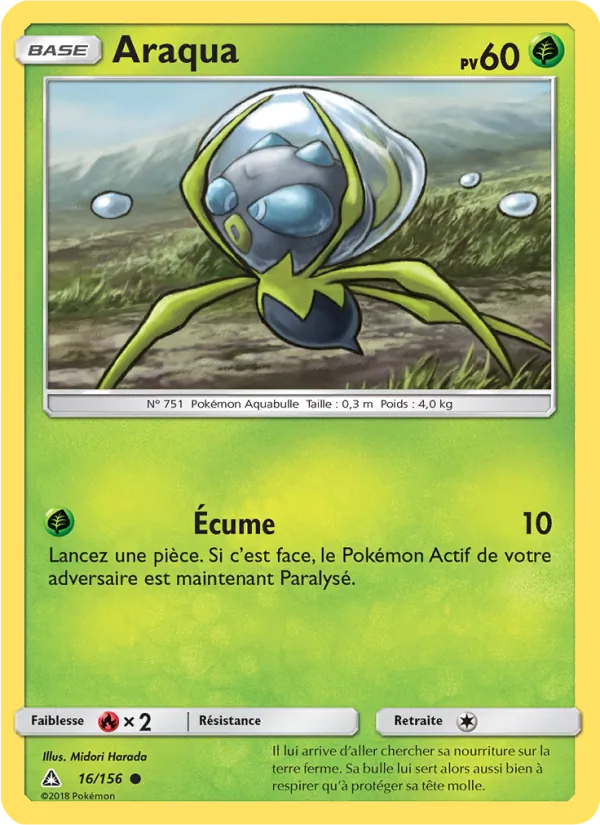 Carte Pokémon Araqua 16/156 de l'extension Ultra-Prisme