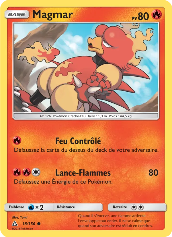 Carte Pokémon Magmar 18/156 de l'extension Ultra-Prisme
