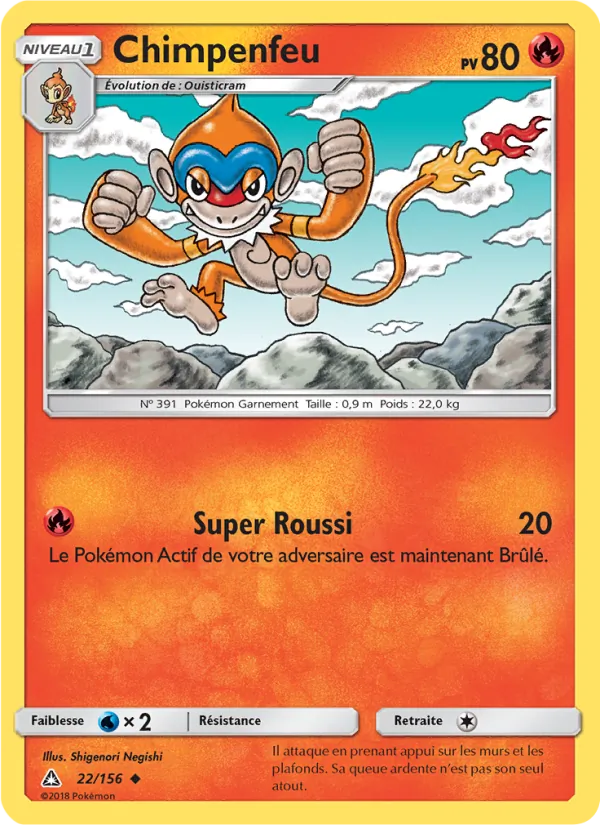 Carte Pokémon Chimpenfeu 22/156 de l'extension Ultra-Prisme